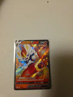 Pokemon Swsh08: Fusion Strike Cinderace v Holo Card 044/264 Ultra Rare - Image 1