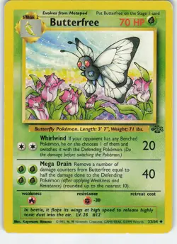 Butterfree 33/64 Jungle Uncommon Unlimited MP Pokemon - Image 1