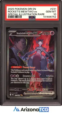 Pokemon 2025 Team Rocket's Mewtwo ex 231/182 SIR Destined Rivals GEM MINT PSA 10 - Image 1