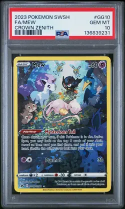 2023 POKEMON SWORD & SHIELD CROWN ZENITH #GG10 FULL ART/MEW PSA 10 - Image 1
