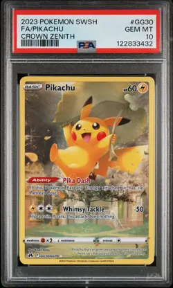 2023 POKEMON SWORD & SHIELD CROWN ZENITH #GG30 FULL ART/PIKACHU PSA 10 - Image 1