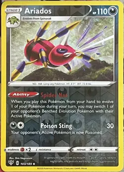 Ariados Reverse Holo - 103/189 - Darkness Ablaze Pokemon 2020 - Image 1
