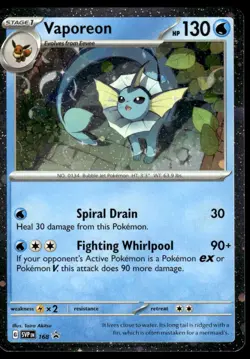 Pokemon TCG SV: Scarlet & Violet 151 #134/165 Vaporeon NM - Image 1
