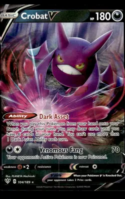 Pokemon TCG SWSH03: Darkness Ablaze #104/189 Crobat V NM - Image 1