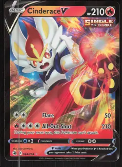 Pokemon TCG SWSH08: Fusion Strike #044/264 Cinderace V (44) NM - Image 1
