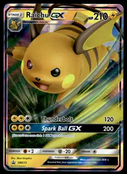 Pokemon TCG SM Promos #SM213 Raichu GX Holo LP - Image 1