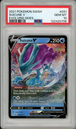 2021 Pokemon Evolving Skies Suicune V #031 PSA 10 - Image 1