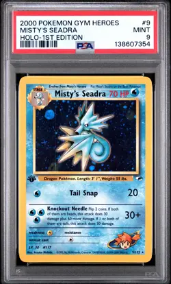 2000 POKEMON GYM HEROES HOLO-1ST ED #9 MISTY'S SEADRA PSA 9 - Image 1