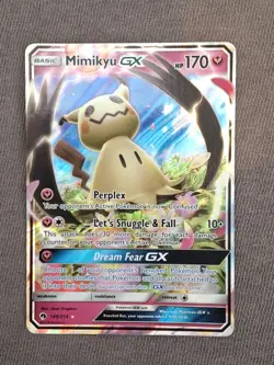 MIMIKYU GX 149/214 SUN & MOON LOST THUNDER ULTRA RARE HOLO POKEMON CARD - Image 1