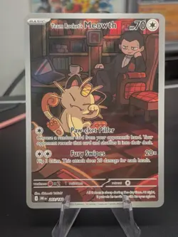 NM Team Rocket's Meowth 203/182 Sv10: Destined Rivals Pokemon Holo #2 2025 - Image 1