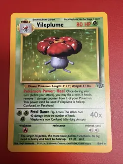 Pokemon TCG Vileplume 15/64 Holo Rare Unlimited Card Jungle 1999 LP Vintage - Image 1