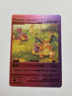 Charmander Charmeleon & Charizard GX Evolution Rainbow Foil Display Card Mint/NM - Image 1