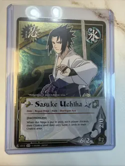 Naruto CCG Sasuke Uchiha holo rare card near mint or better - Image 1