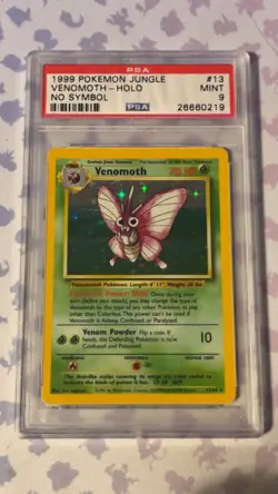 Pokemon Venomoth Jungle Holo Rare #13 NO SYMBOL ERROR PSA 9 Mint - Image 1