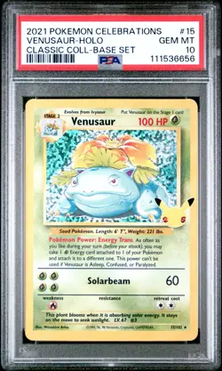 2021 POKEMON CELEBRATIONS CLASSIC COLLECTION #15 VENUSAUR-HOLO PSA 10 - Image 1