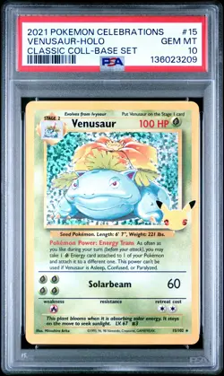 2021 POKEMON CELEBRATIONS CLASSIC COLLECTION #15 VENUSAUR-HOLO PSA 10 - Image 1