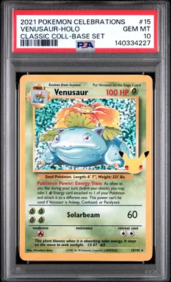 2021 Pokemon Celebrations Classic Collection Venusaur Holo #15 PSA 10 - Image 1
