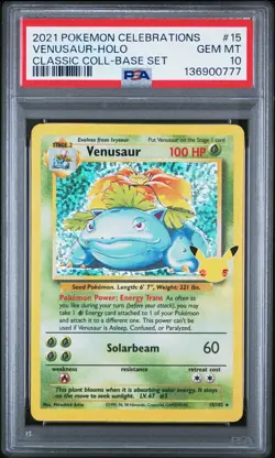 2021 POKEMON CELEBRATIONS CLASSIC COLLECTION #15 VENUSAUR-HOLO PSA 10 - Image 1