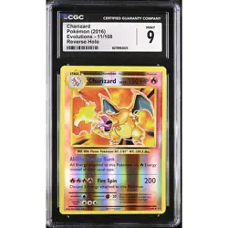 CGC 9 MINT Charizard 11/108 XY Evolutions 2016 Reverse Holo Foil Rare (PSA) - Image 1