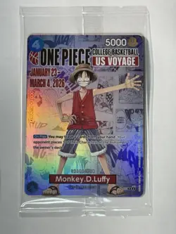 One Piece Monkey D. Luffy US Voyage College Basketball Promo Card Gonzaga SEALED - Image 1