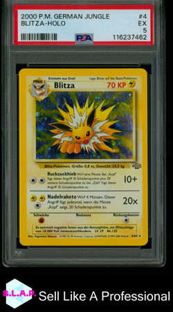 BLITZA-HOLO POKEMON GERMAN JUNGLE 2000 4 PSA 5 - Image 1