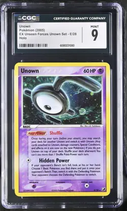 CGC 9 MINT Unown 2005 EX Unseen Forces E/28 Holo Pokemon Card - Image 1