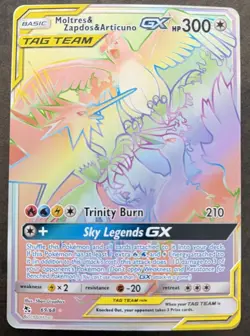 Pokemon Moltres Zapdos Articuno GX (69/68) RAINBOW Tag Team Secret Rare - NM - Image 1