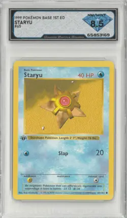 1999 Pokemon Base 1st Ed STARYU #65/102 💎 DSG 8.5 NM/Mint - Image 1