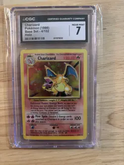 1999 Pokemon Charizard Holo Base Set Unlimited 4/102 CGC 7 NM Vintage - Image 1