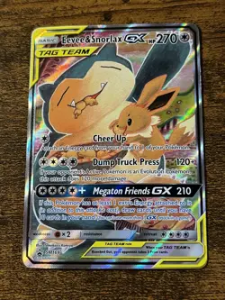Pokemon Eevee & Snorlax GX Tag Team TCG SM169 Promo Holo Full Art - Image 1