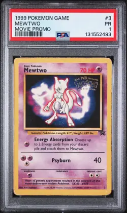 Pokemon Mewtwo WB Movie Black Star Promo #3 PSA 1 - Image 1