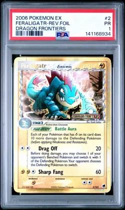 2006 POKEMON EX DRAGON FRONTIERS #2 FERALIGATR-REVERSE FOIL PSA 1 - Image 1