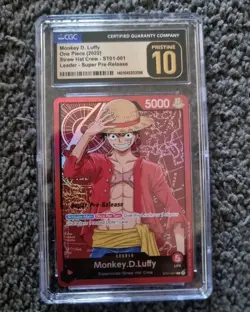 Luffy Super Pre Release PRISTINE 10 Cgc St01 - 001 One Piece 2022 - Image 1