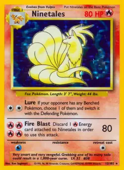 Ninetales - 12/102 - Pokemon Base Set Unlimited Holo Rare Card WOTC NM - Image 1