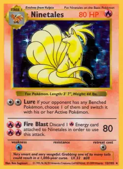 Ninetales - 12/102 - Pokemon Base Set Shadowless Holo Rare Card WOTC NM - Image 1