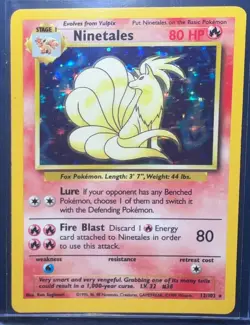 🔥 NINETALES 1999 POKEMON BASE SET RARE HOLO 12/102 LP - NM- WOTC 🔥 - Image 1