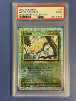 2002 Pokemon Legendary Collection Weedle 99/110 Reverse Holo Common - PSA 2 GOOD - Image 1