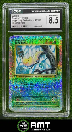6073031035 2002 Pokemon Legendary Collection #99/110 Weedle Reverse Holo CGC 8.5 - Image 1