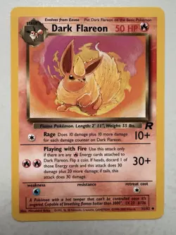 Pokemon Dark Flareon TCG Team Rocket 35/82 NM WOTC Vintage Card - Image 1