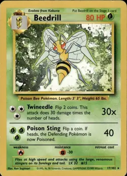 Pokemon TCG - Beedrill 17/102 - Rare Unlimited - Base Set Unlimited CC - Image 1