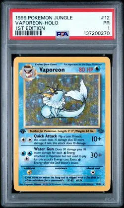 1999 POKEMON JUNGLE 1ST ED #12 VAPOREON-HOLO PSA 1 - Image 1