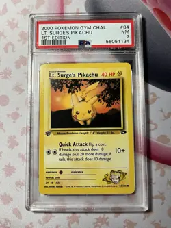 2000 Pokemon Gym Challenge Lt. Surge’s Pikachu 1st Edition Psa 7 - Image 1