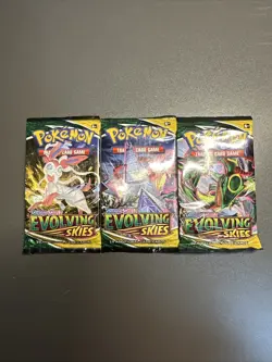 Pokemon TCG Sword & Shield Evolving Skies Factory Sealed Booster Pack Lot Of 3 - Image 1