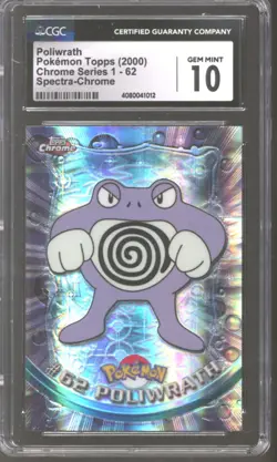 Pokemon Topps Chrome Series 1 Spectra Foil Poliwrath 62 CGC 10 GEM MINT POP 6 - Image 1