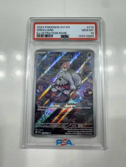 Greavard 214/198 PSA 10 Pokemon Scarlet & Violet Base 2023 Illustration Rare - Image 1