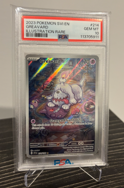 Greavard 214/198 PSA 10 Pokemon Scarlet & Violet Base 2023 Illustration Rare - Image 1
