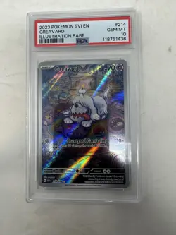 Greavard 214/198 PSA 10 Pokemon Scarlet & Violet Base 2023 Illustration Rare - Image 1