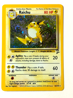 Raichu (Base Set 2 16/130) - MP Pokemon Card with *SWIRL* - Image 1