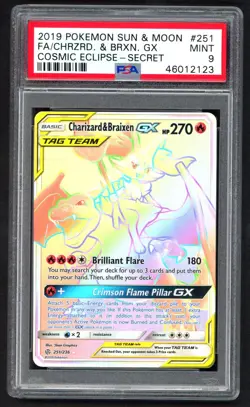 Pokemon Cards - PSA 9 Charizard & Braixen GX 251/236 - Cosmic Eclipse Secret - Image 1