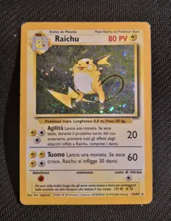 Pokemon Card Raichu 14/102 Set Base Unlimited Rara Holo PLAYED-ITA - Image 1